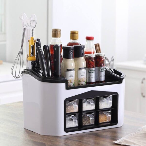 Multifunctional Seasoning Box Combined Kitchen Knife Rack Holder Storage Organizer Spice Jar Set Container