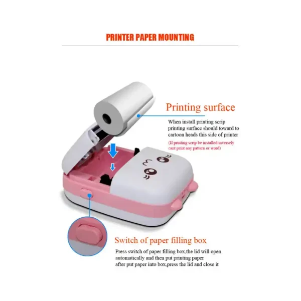 Mini Portable Pocket Size 57mm Wireless Bluetooth Cute Cat Shape Printer - Image 4