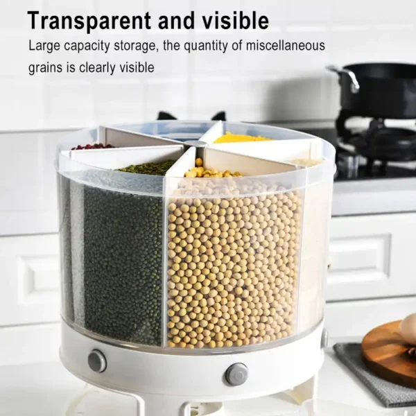 10 Kg 6-In-1 Kitchen Food Container Organizer With 360 Degree Rotatable Design - Image 2