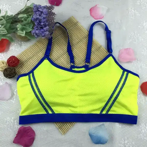 Girls Breathable Sports Running Gym Striped Push Up Seamless Padded Wirefree Shakeproof Bra - Image 5