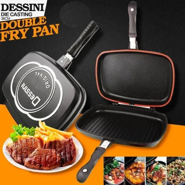 Premium Original Casting 36cm Aluminium Non-Stick Double Grill Pan