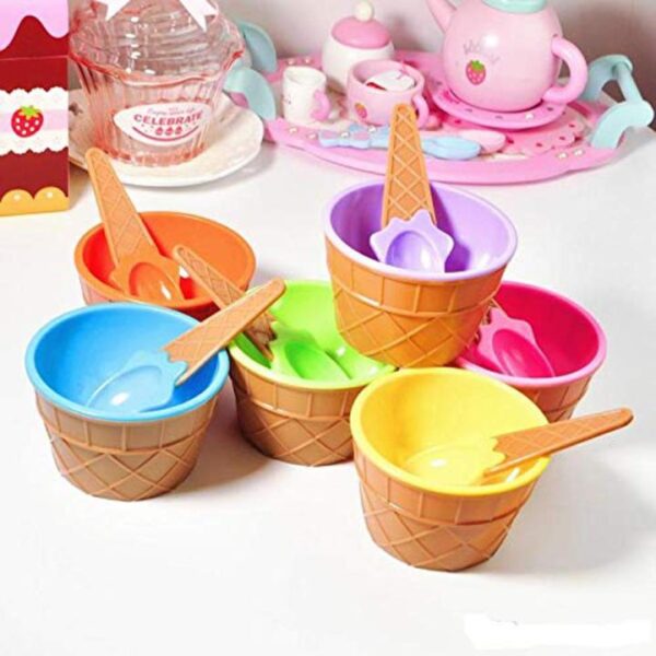 Pack Of Two Reusable Ice Cream Bowl With A Spoon Kids Dessert Ice Cream Cup