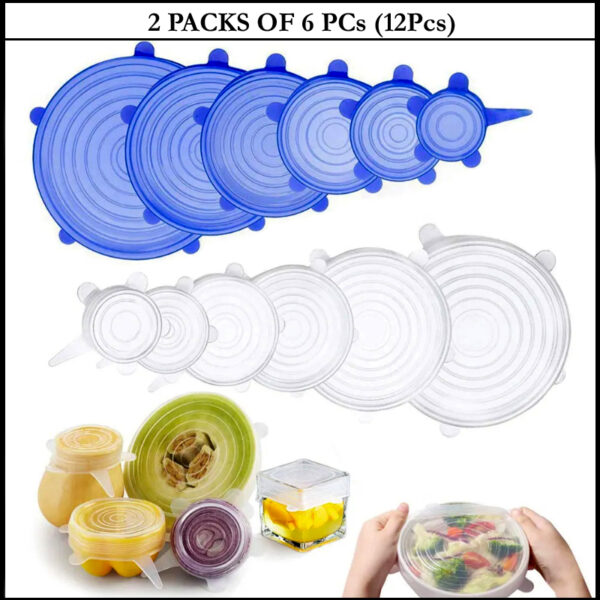 6 Pcs/Set Silicone Food Wrap Caps Cookware Lids Stretchable Fresh Covers