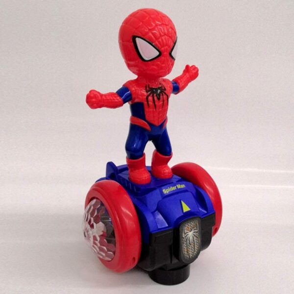 Children’s electric Spiderman toy balance scooter electric light music 360° rotating stall cool children’s toy car