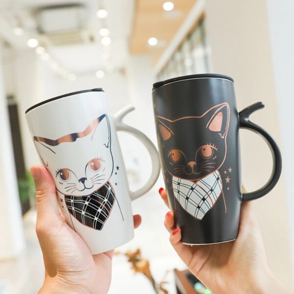 640ml Large Handmade Unique Cat Mug Ceramic Tall Animal Cup