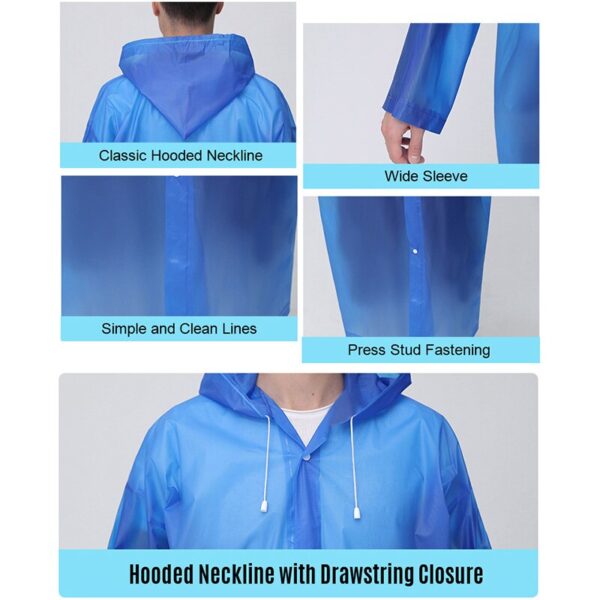 Unisex EVA Raincoat Waterproof Rain Poncho Coat Adult Clear Transparent Hoodie Rainwear Suit - Image 2