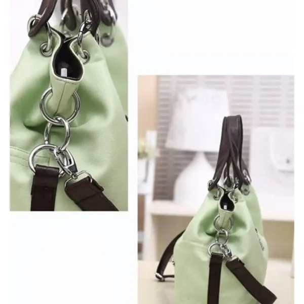 Women Versatile PU Soft Zipper Messenger Splice Grafting Vintage Shoulder And Hand Bag - Image 2