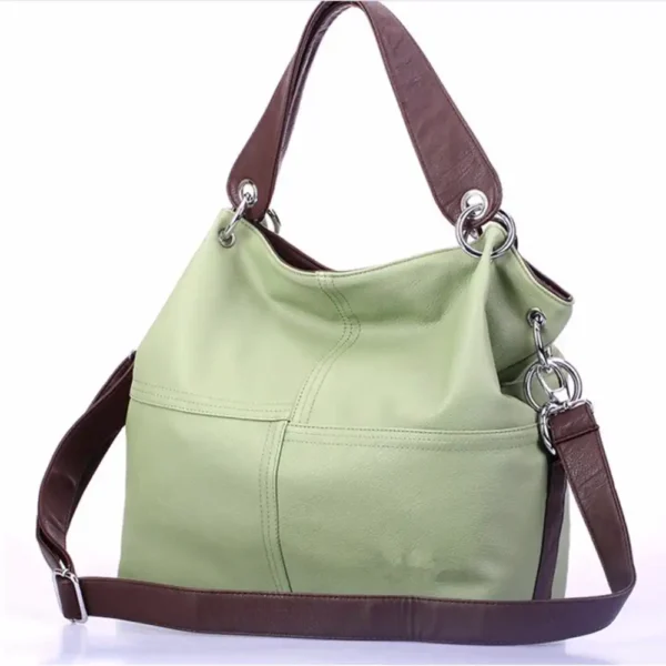 Women Versatile PU Soft Zipper Messenger Splice Grafting Vintage Shoulder And Hand Bag - Image 3