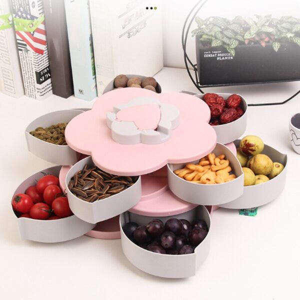 Flower Design Plastic Fruit Basket Double-Layer Creative Candy Box