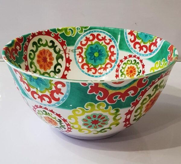 Floral Pattern Tableware Food Grade Glazed Melamine Anti Knock Big Bowl