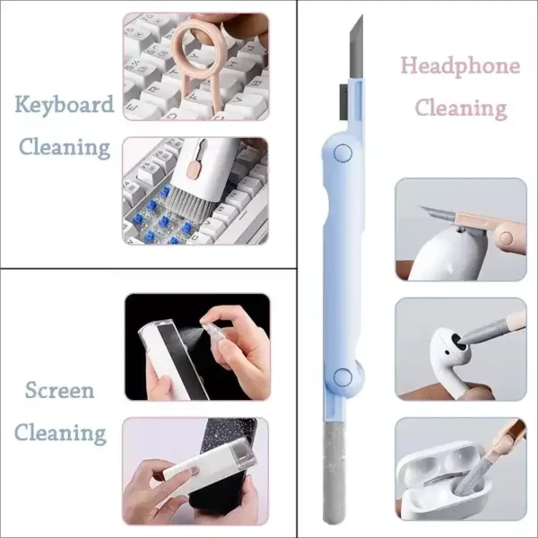 Mini Portable Multi-Functional 7 In 1 Cleaning Tool Kit For Keybaord, Mobile, Earbuds - Image 3