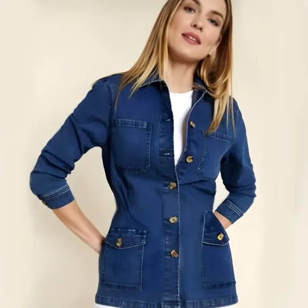 Fashionable Denim Short Coat For Women Classy Winter Wear - Image 3