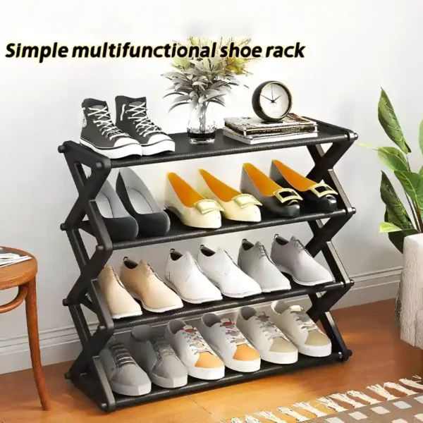 4 Layers X-Type Foldable Fashion Shoe Organizer Stand - Image 2