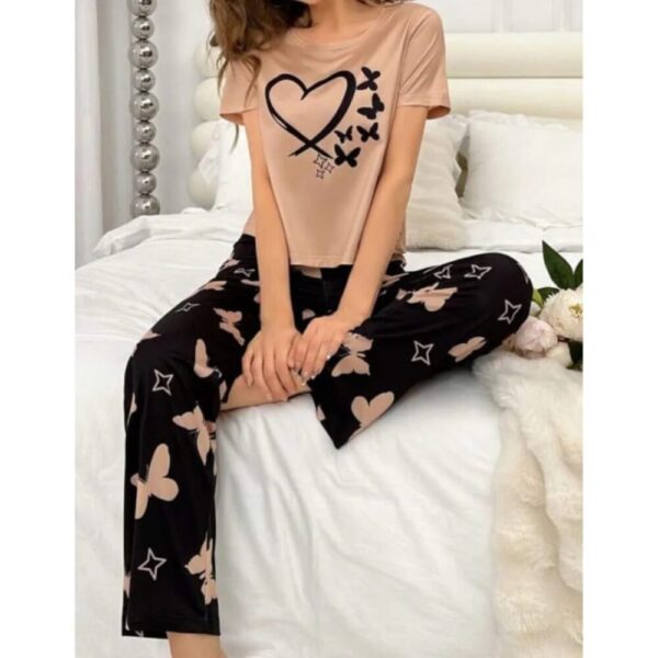 Sweet Dreams Collection Soft And Cozy Heart And Butterfly Printed Nightwear Set for Women - Image 2